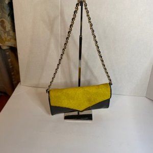 Gianni Bini dark grey with yellow faux fur Shoulder Bag